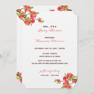 Elegant Pink Tree Blossoms Baby Shower Invitation
