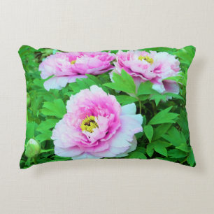 Elegant Pink Tree Peony Flowers with Yellow Centre Decorative Cushion