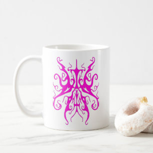 Elegant Pink Tribal Mask Abstract Design Coffee Mug