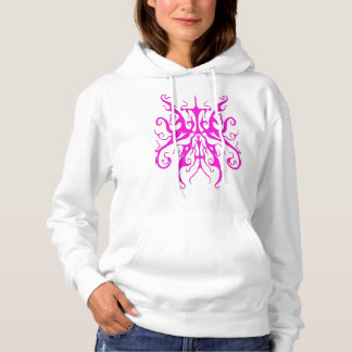 Elegant Pink Tribal Mask Abstract Design Hoodie