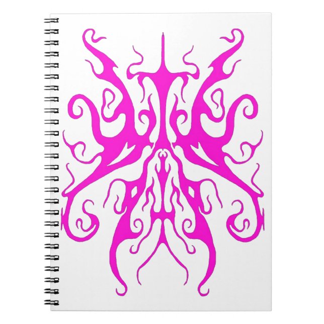 Elegant Pink Tribal Mask Abstract Design Notebook (Front)