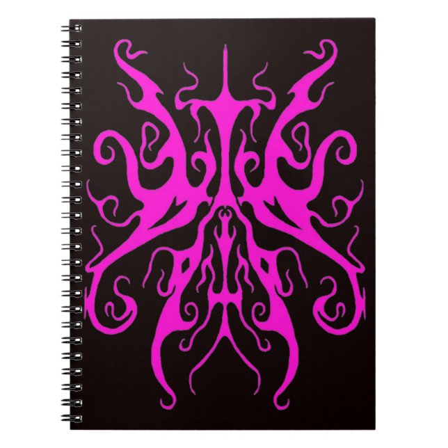 Elegant Pink Tribal Mask Abstract Design Notebook (Front)