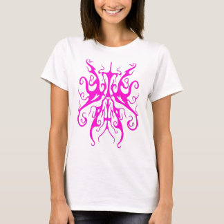 Elegant Pink Tribal Mask Abstract Design T-Shirt