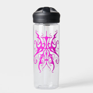 Elegant Pink Tribal Mask Abstract Design Water Bottle