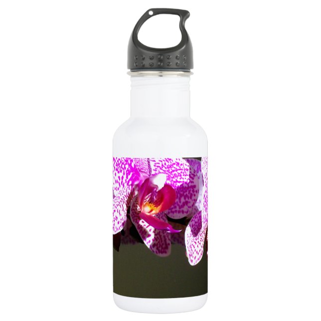 Elegant pink tropical floral flowers orchids  532 ml water bottle (Front)