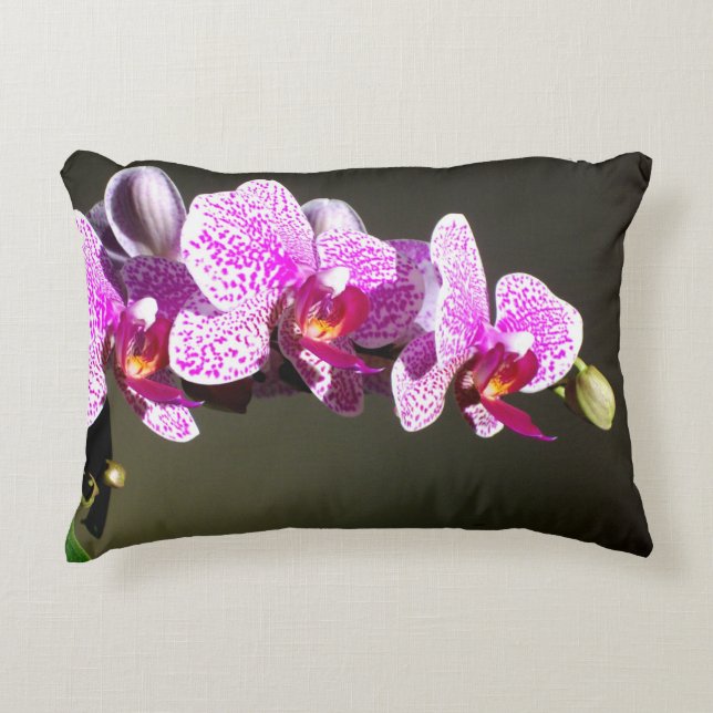 Elegant pink tropical floral flowers orchids  decorative cushion (Front)