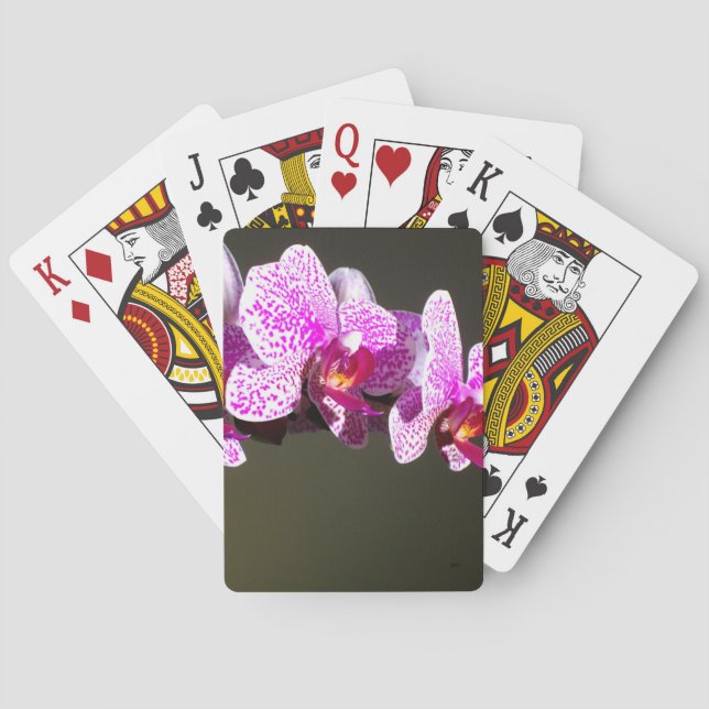 Elegant pink tropical floral flowers orchids  playing cards (Back)