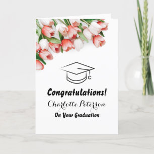 Elegant Pink Tulip Graduation Congratulation Card
