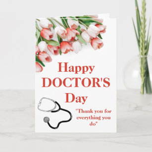 Elegant Pink Tulip Happy Doctor's Day Card