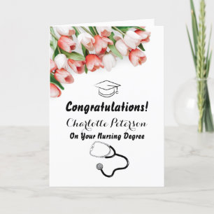 Elegant Pink Tulip Nurse Graduation Congratulation Card
