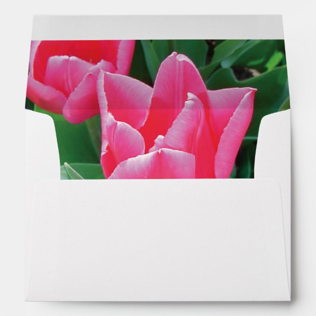 Elegant Pink Tulips 5x7 Wedding Invitation Envelope (Back (Bottom))