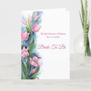 Elegant Pink Tulips Floral Bridal Shower Card