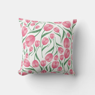 Elegant Pink tulips pattern floral Cushion