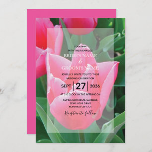 Elegant Pink Tulips Wedding Invitations