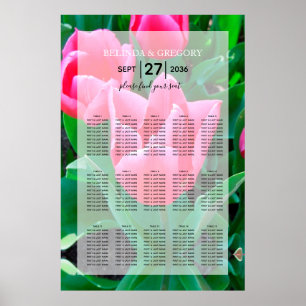 Elegant Pink Tulips Wedding Seating Chart