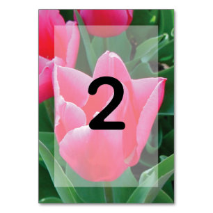 Elegant Pink Tulips Wedding Table Number