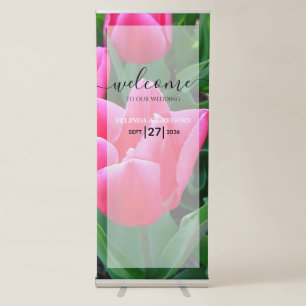Elegant Pink Tulips Wedding Welcome Sign