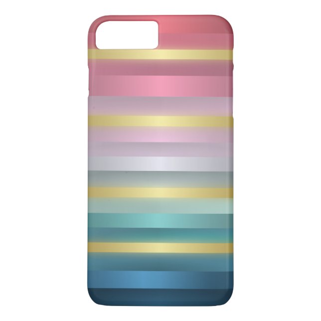 Elegant Pink Turquoise Gold Stripes Case-Mate iPhone Case (Back)