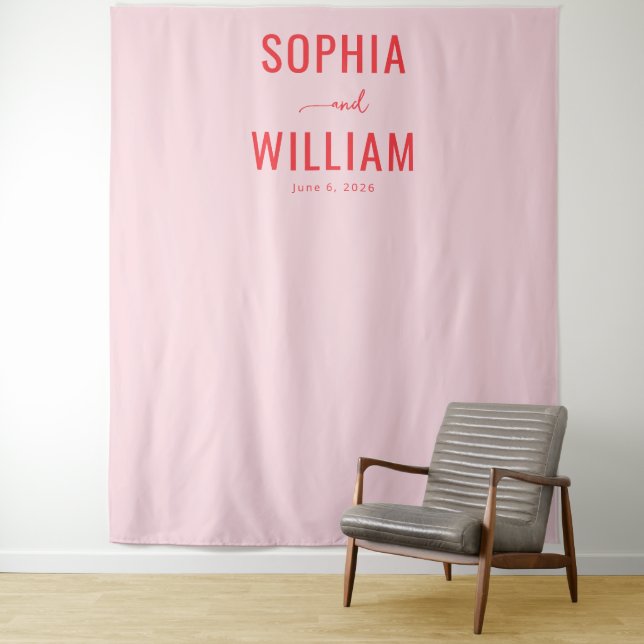 Elegant Pink Typographic Banner Tapestry (In Situ)