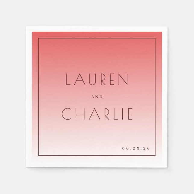 Elegant Pink Typographic Gradient Napkin (Front)