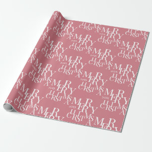 Elegant Pink Typography Minimal Merry Christmas Wrapping Paper