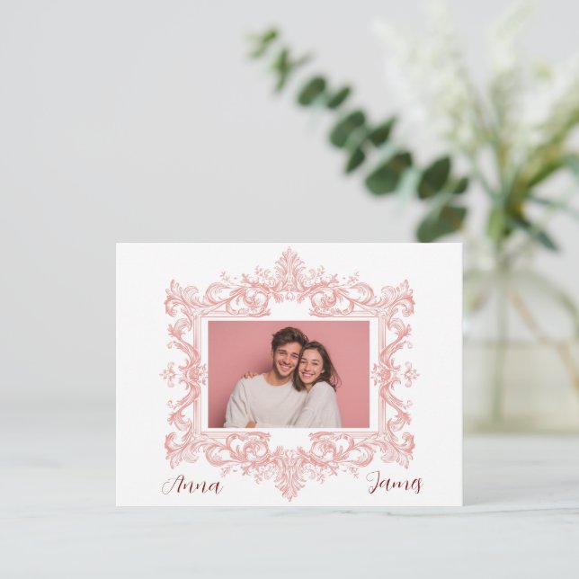 Elegant Pink Valentine's Day Card - Custom Photo (Standing Front)