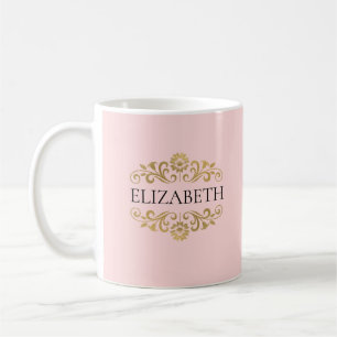 Elegant Pink Valentines Day Monogram Coffee Mug