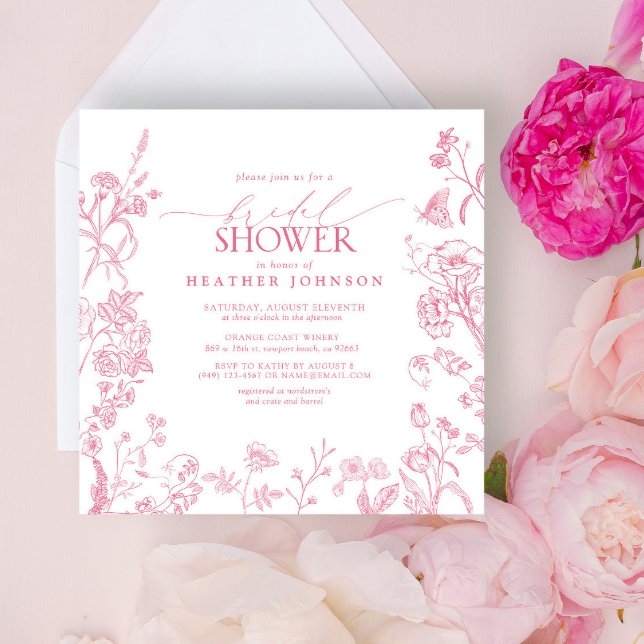 Elegant Pink Victorian Floral Bridal Shower Invitation (Creator Uploaded)