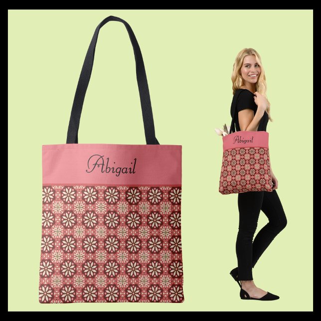 Elegant Pink Vintage Floral Pattern Tote Bag (Creator Uploaded)