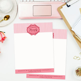 Elegant Pink Vintage Frame Beauty Salon Custom Letterhead
