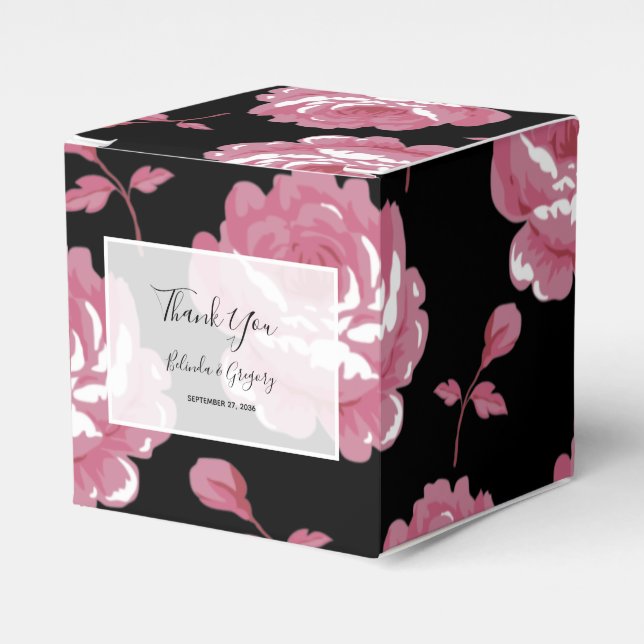 Elegant Pink Vintage Roses Wedding  Favour Box (Front Side)