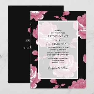 Elegant Pink Vintage Roses Wedding Invitations