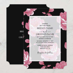 Elegant Pink Vintage Roses Wedding Invitations