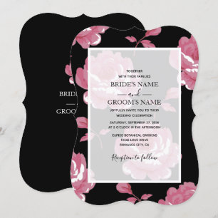 Elegant Pink Vintage Roses Wedding Invitations