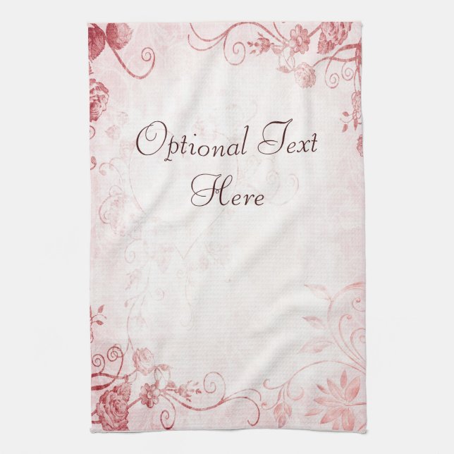 Elegant Pink Vintage Tea Towel (Vertical)