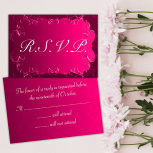 Elegant Pink Vintage Wedding RSVP Card