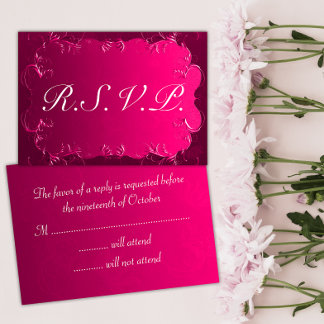 Elegant Pink Vintage Wedding RSVP Card