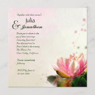 Elegant Pink Water Lily Wedding Invitation