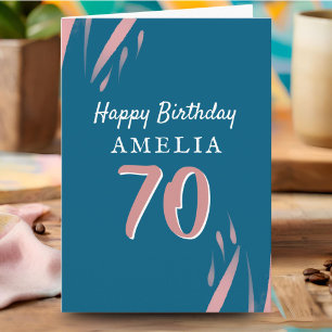 Elegant Pink Watercolor 70th Happy Birthday  Card