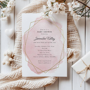 Elegant Pink Watercolor Baby Shower Invitation