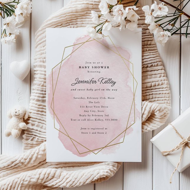 Elegant Pink Watercolor Baby Shower Invitation (Creator Uploaded)