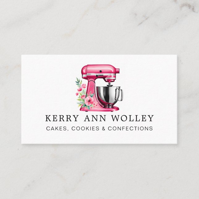 elegant Pink watercolor Bakery & Confections Business Card (Front)