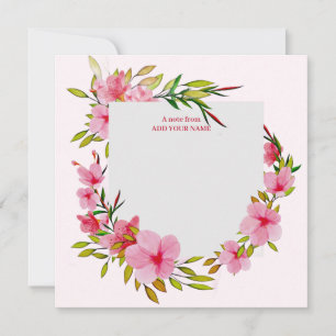 Elegant Pink Watercolor Botanical I Thank You Card