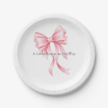 Elegant Pink Watercolor Bow Baby Shower