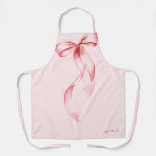 Elegant Pink Watercolor Bow Personalised Baking Apron