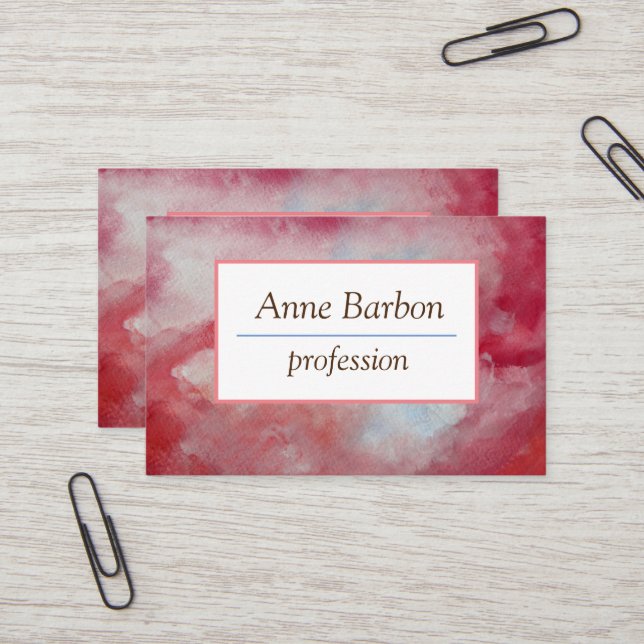 Elegant Pink Watercolor  Business Card (Front/Back In Situ)