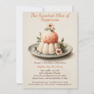 Elegant pink Watercolor Cake Birthday Invitation