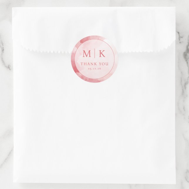 Elegant Pink Watercolor Circle Classic Round Sticker (Bag)
