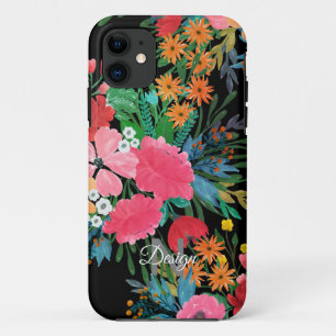 Elegant Pink watercolor Floral Bouquet Design iPhone 11 Case
