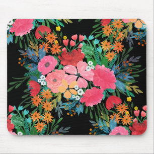 Elegant Pink watercolor Floral Bouquet Design Mouse Mat